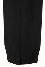 Striped Button-hem Trousers In Black