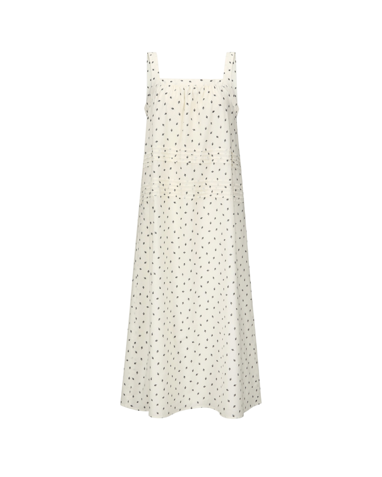 Pintuck Sleeveless Dress In Cream Flower