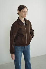 Leather Blouson In Brown