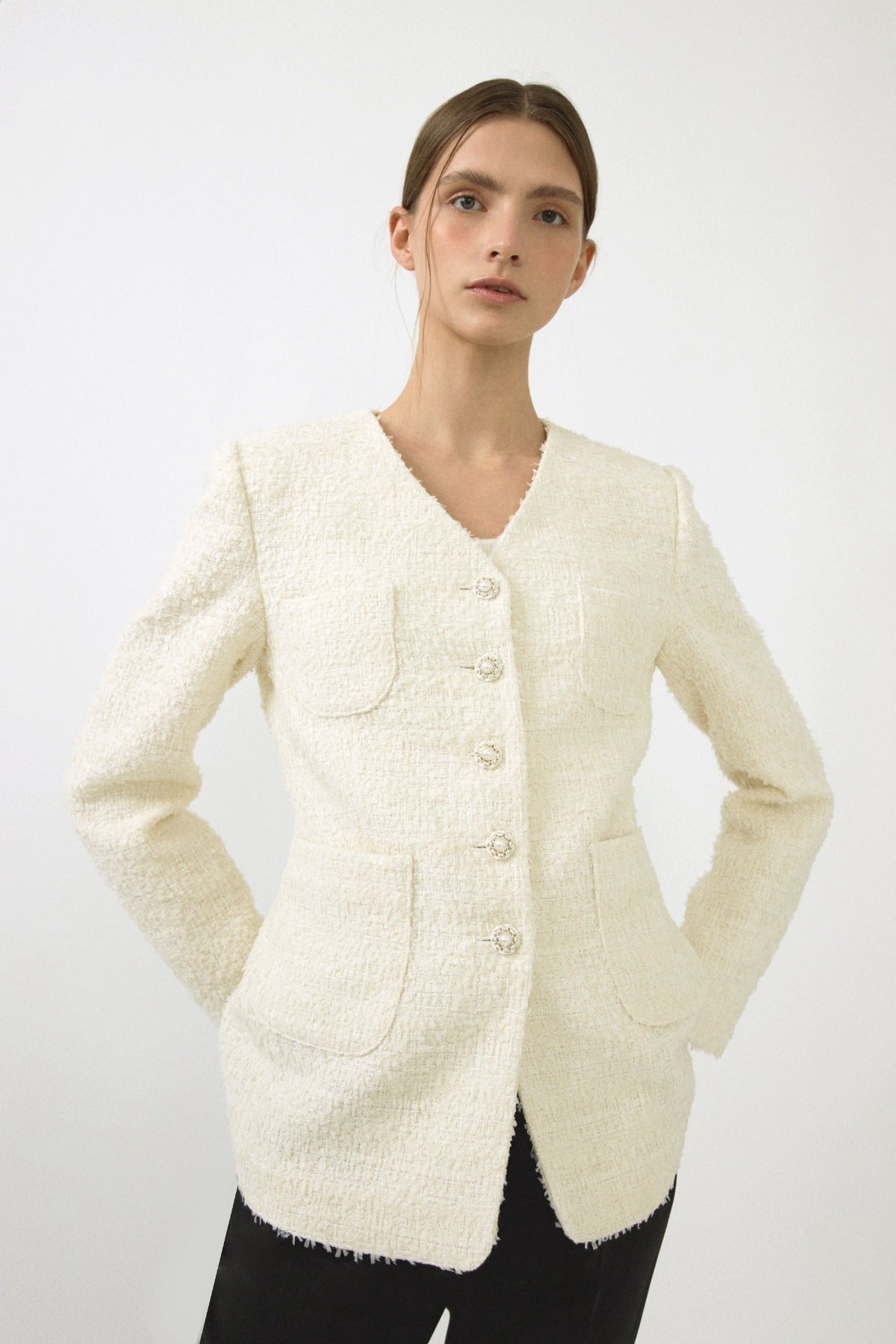 V. Tweed Jacket In Ivory