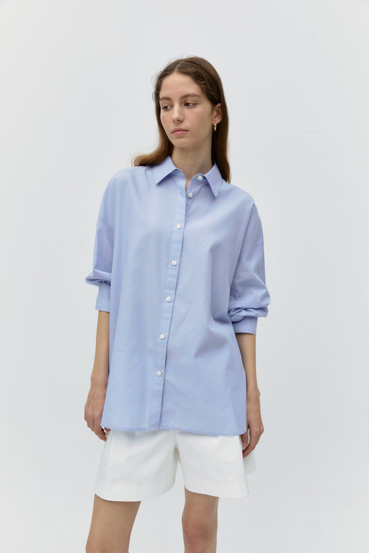 Cotton Stripe Shirts In Blue