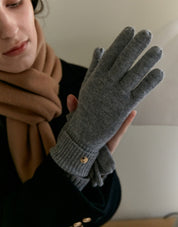 Wool Knit Gloves In Gray