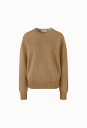Merino Wool Round-neck Sweater In Beige