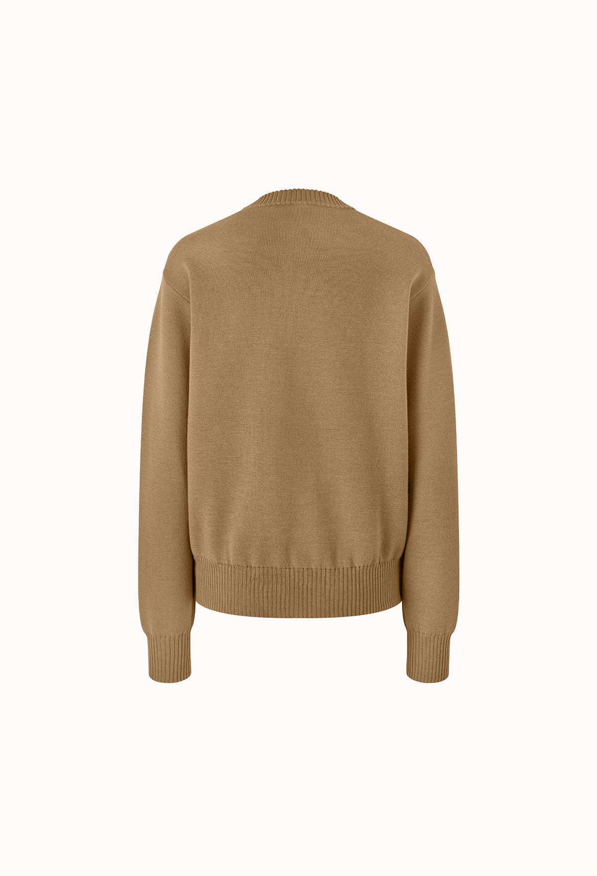 Merino Wool Round-neck Sweater In Beige
