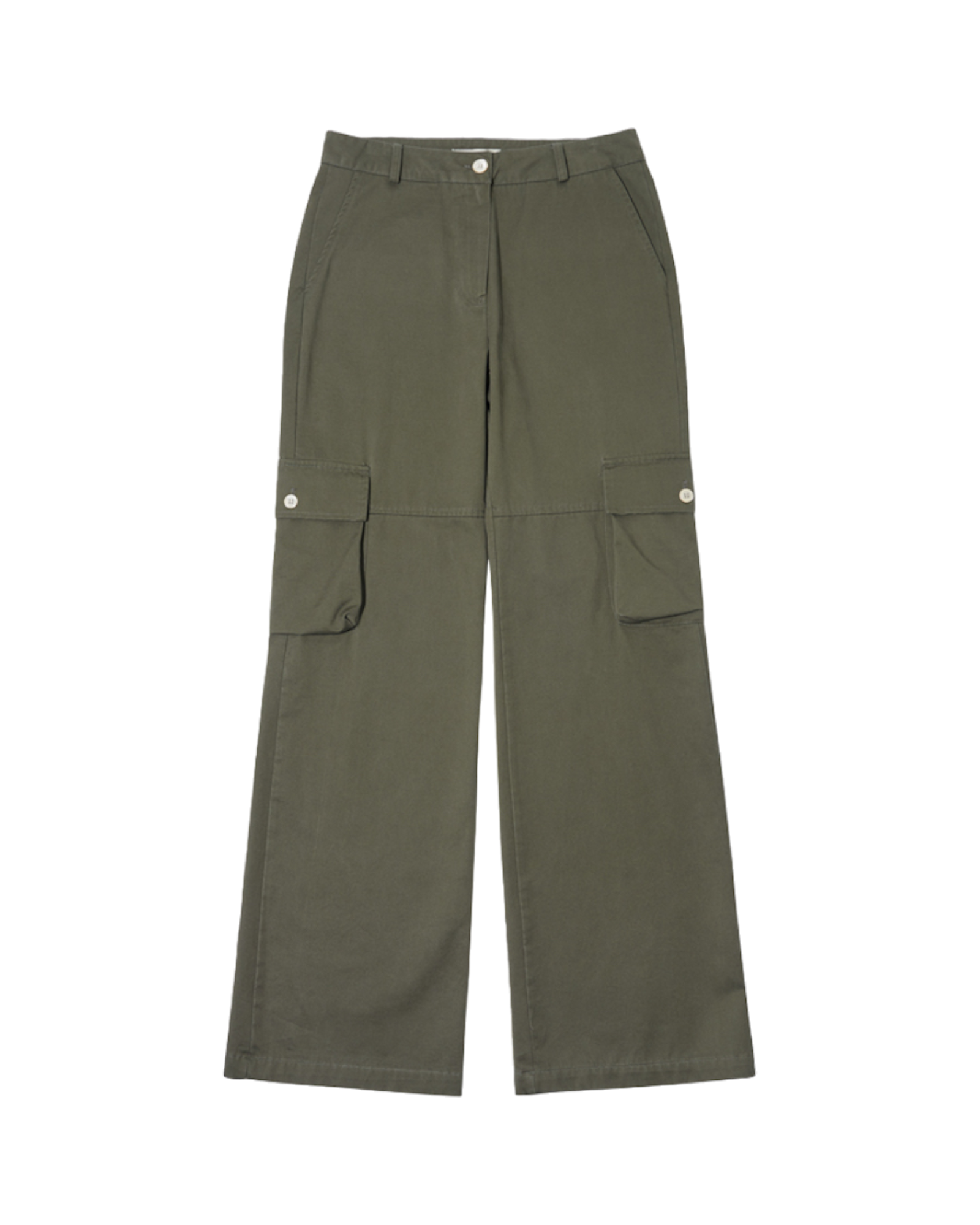 Feminine Bootcut Cargo Pants In Khaki Brown