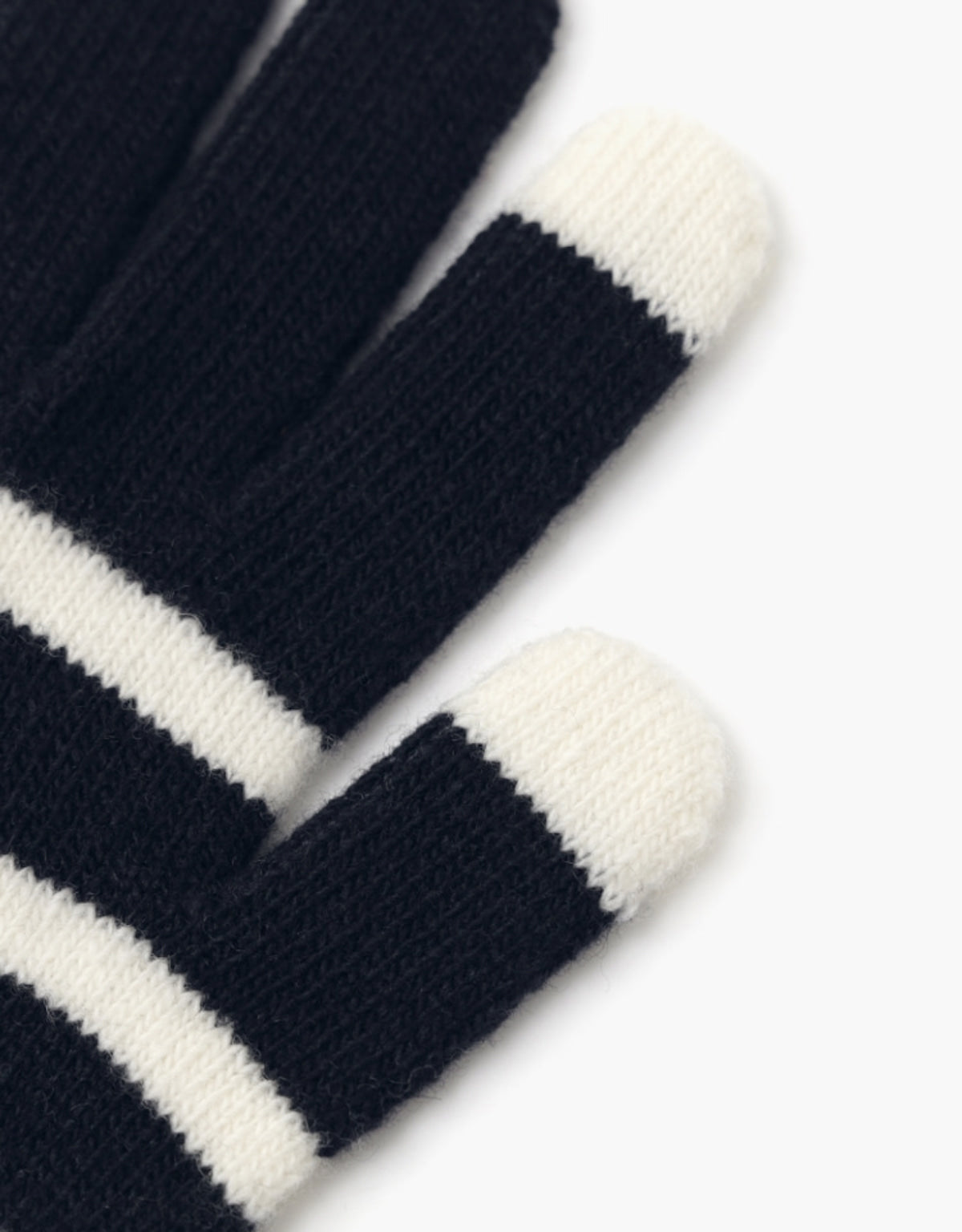 Stripe Knit Gloves In Navy