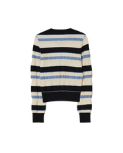 Stripe Knit Cardigan In Black / Sky
