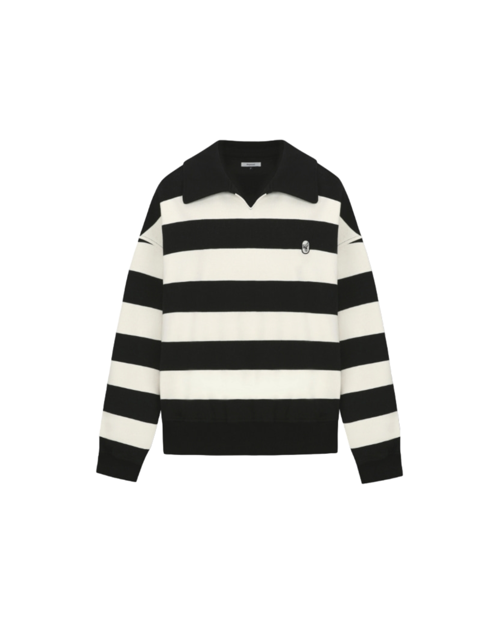 Wappen Stripe Collar Sweatshirt In Black