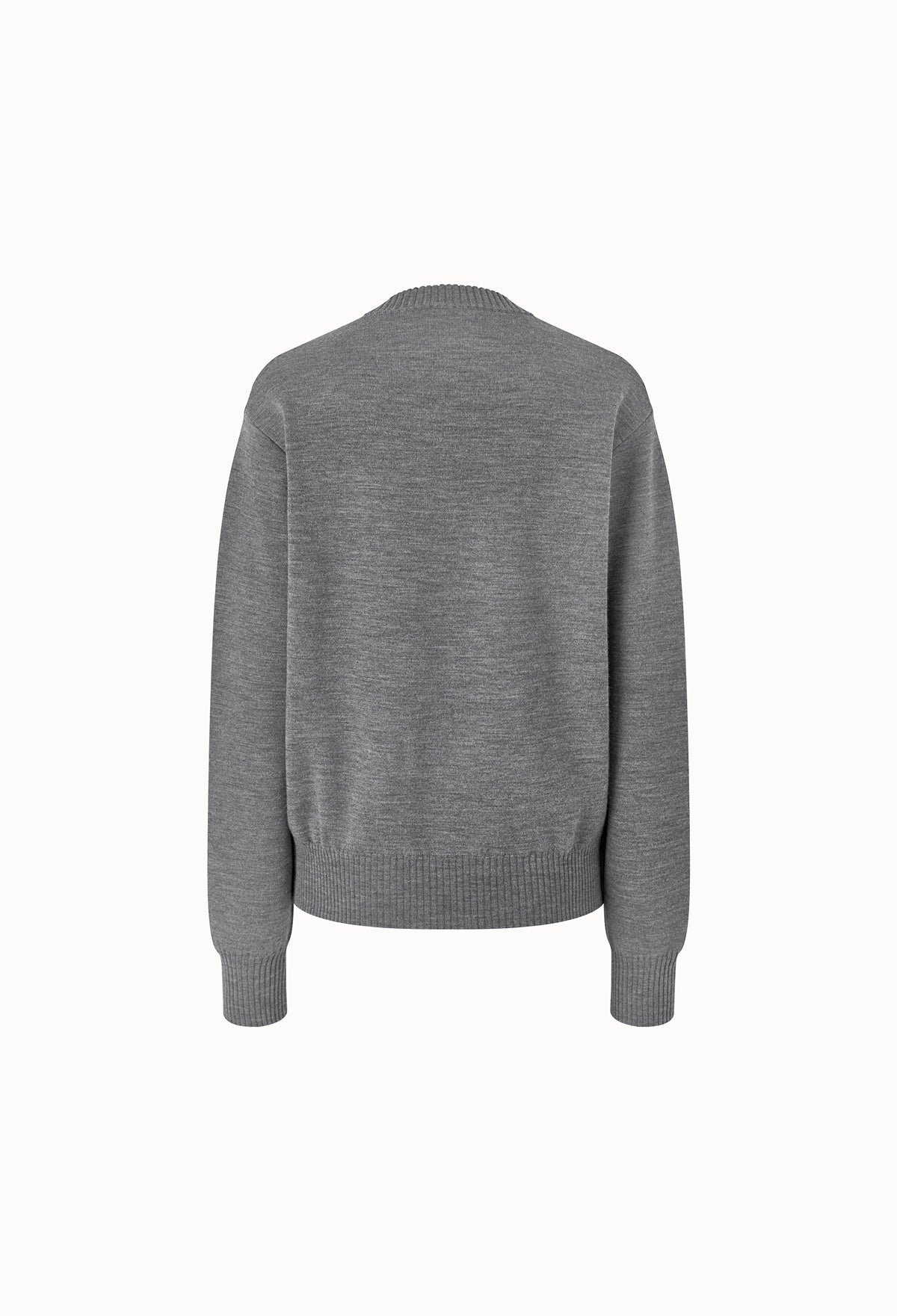 Merino Wool Round-neck Sweater In Gray