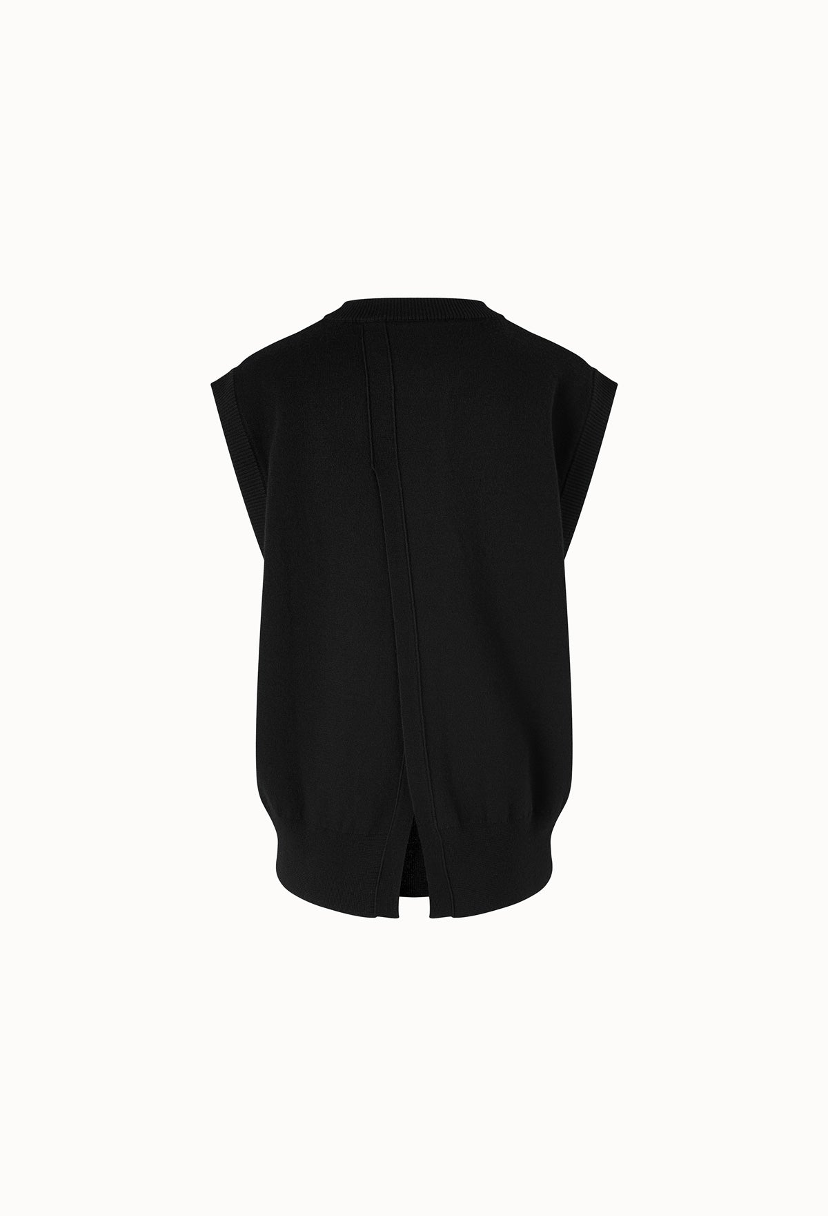 Merino Wool Wrap Knitted Vest In Black