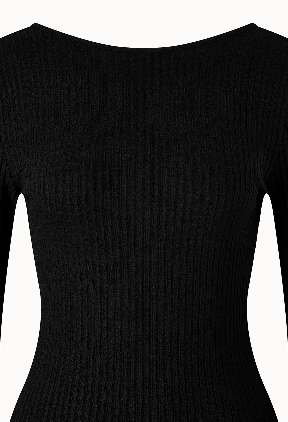 Twisted-back Cutout Ribbed Top In Black
