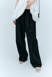 Drawstring-hem Wide-leg Pants In Black
