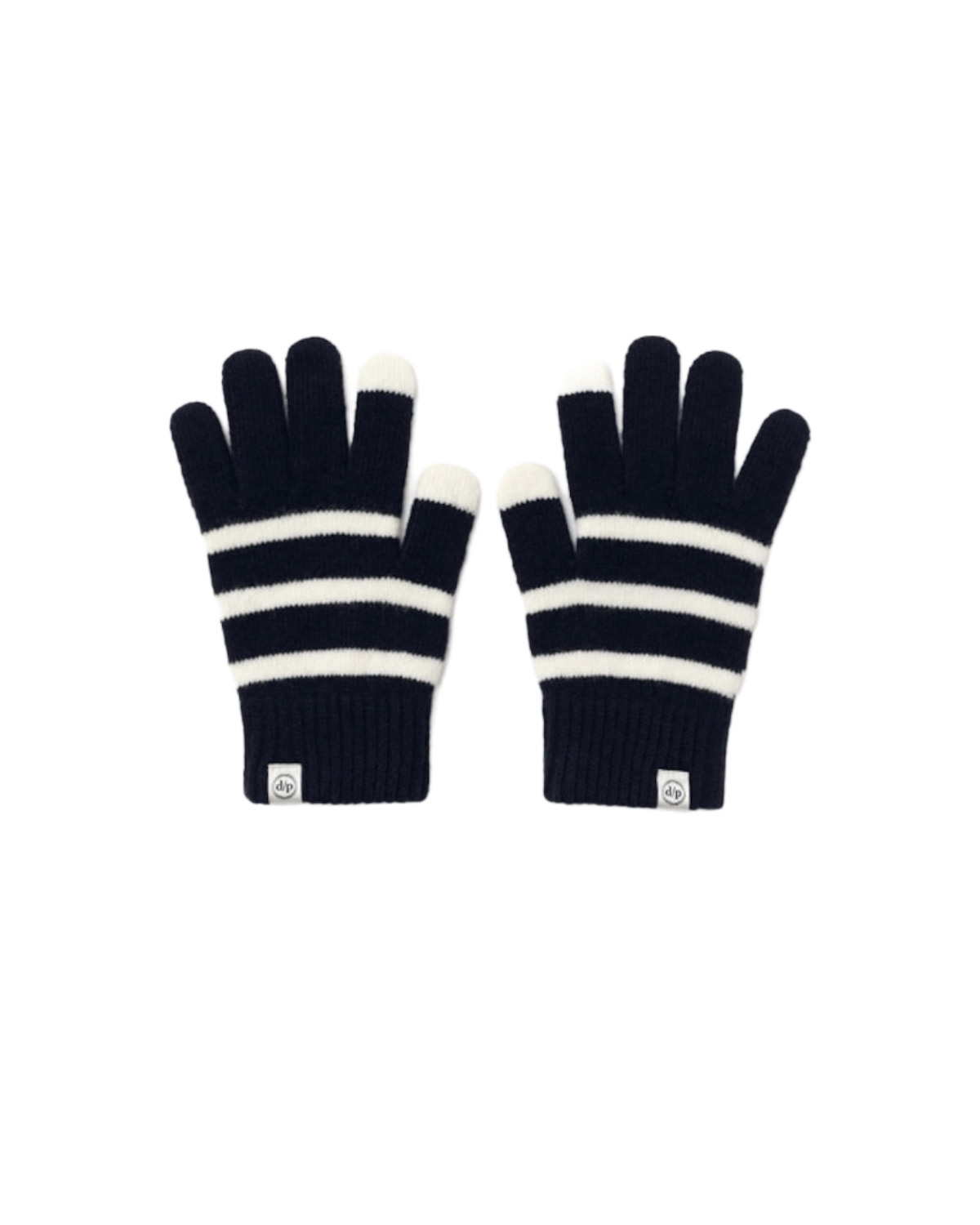 Stripe Knit Gloves In Navy