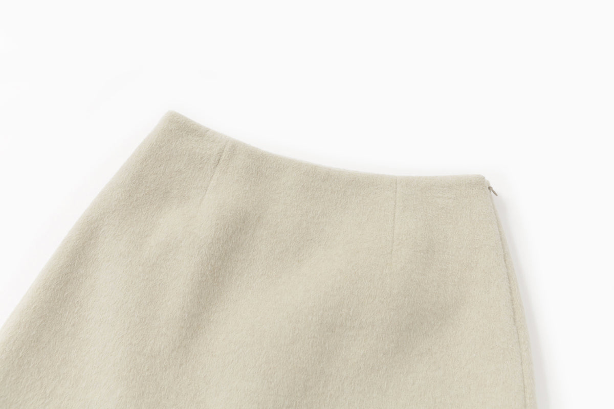 Wool Mini Skirt In Light Beige