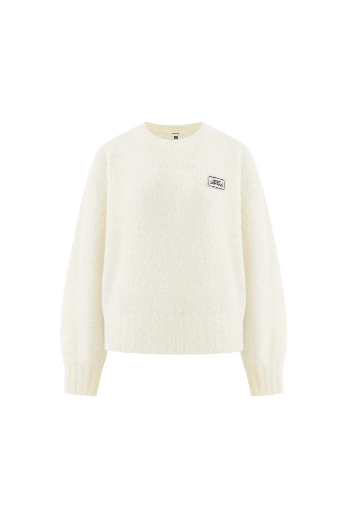 Wool Boucle Wappen Pullover In Ivory