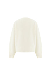 Wool Boucle Wappen Pullover In Ivory