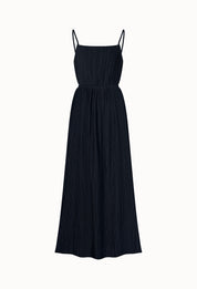 Pleated Maxi Dress In Navy