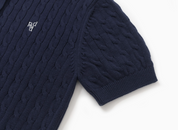 Dpwd Cable Polo Knit In Navy