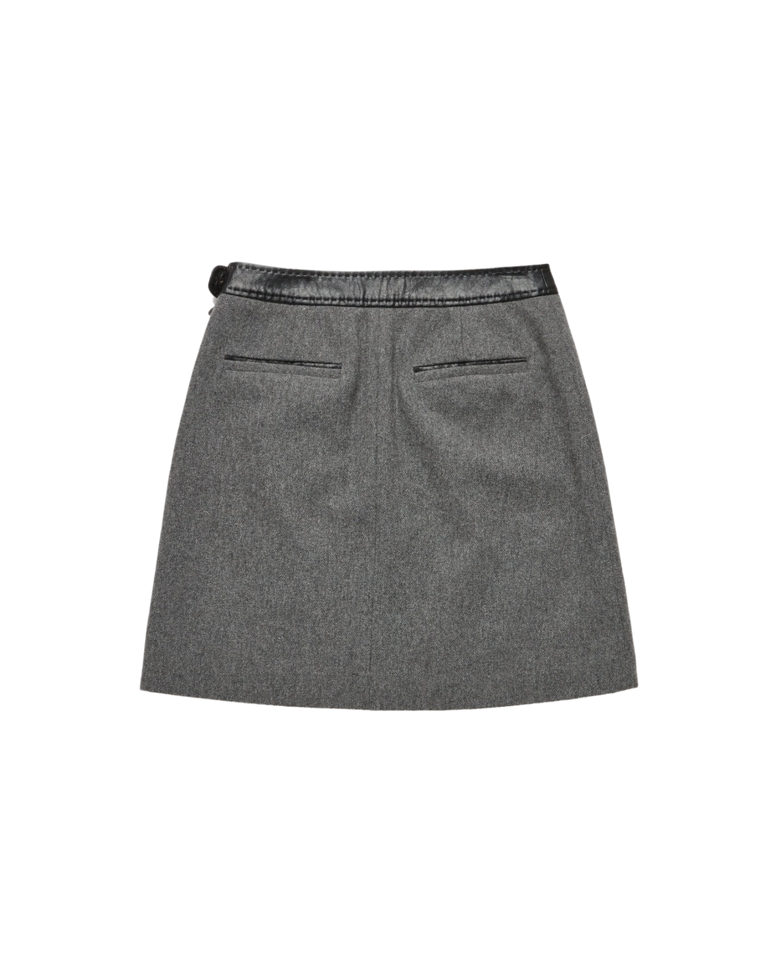 Leather Point A-line Mini Skirt In Charcoal Grey
