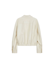 Faux Leather Cropped Blouson Jacket In Ivory
