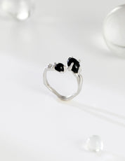 Black Agate Open-ended Ring In Silver