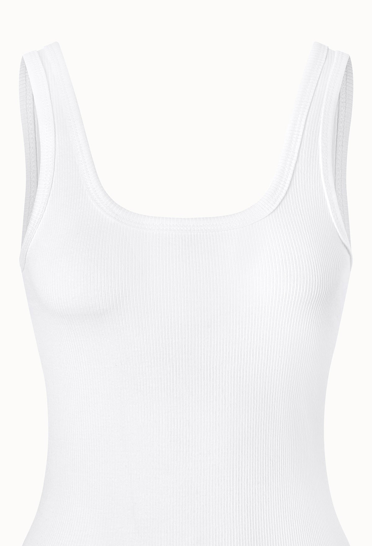 Contrast Binding Ribbed Tank Top In White