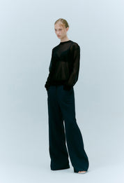 Summer Straight-leg Trousers In Navy