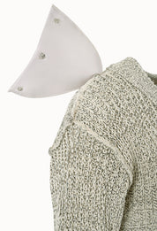 V-neck Waffle Knitted Top In Light Gray