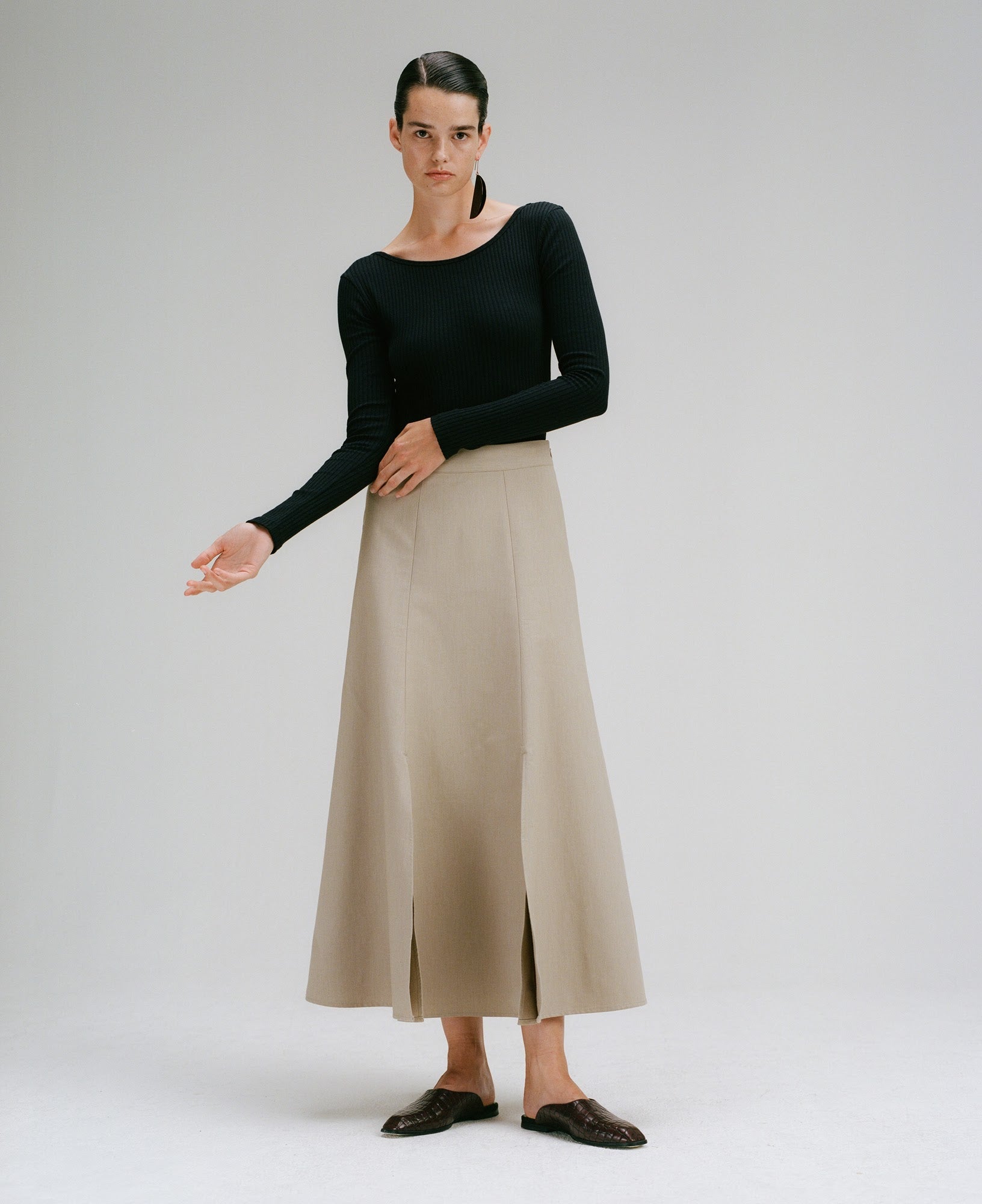 Long skirts outlet with slits cotton