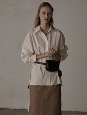 Side Slit Shirts (Solid) In Ivory