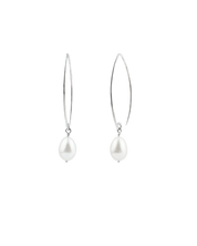 Oval Hook With Drop Pearl Earrings