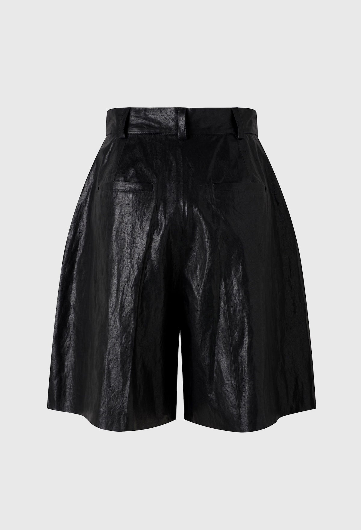 Wide-Leg Leather Shorts In Black