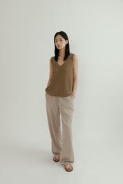 Hanji Blended Knit Vest In Mocha