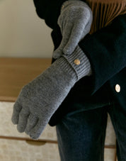 灰色羊毛針織手套