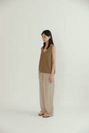 Hanji Blended Knit Vest In Mocha