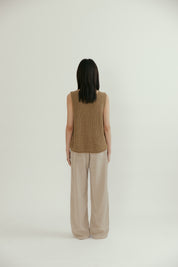 Hanji Blended Knit Vest In Mocha