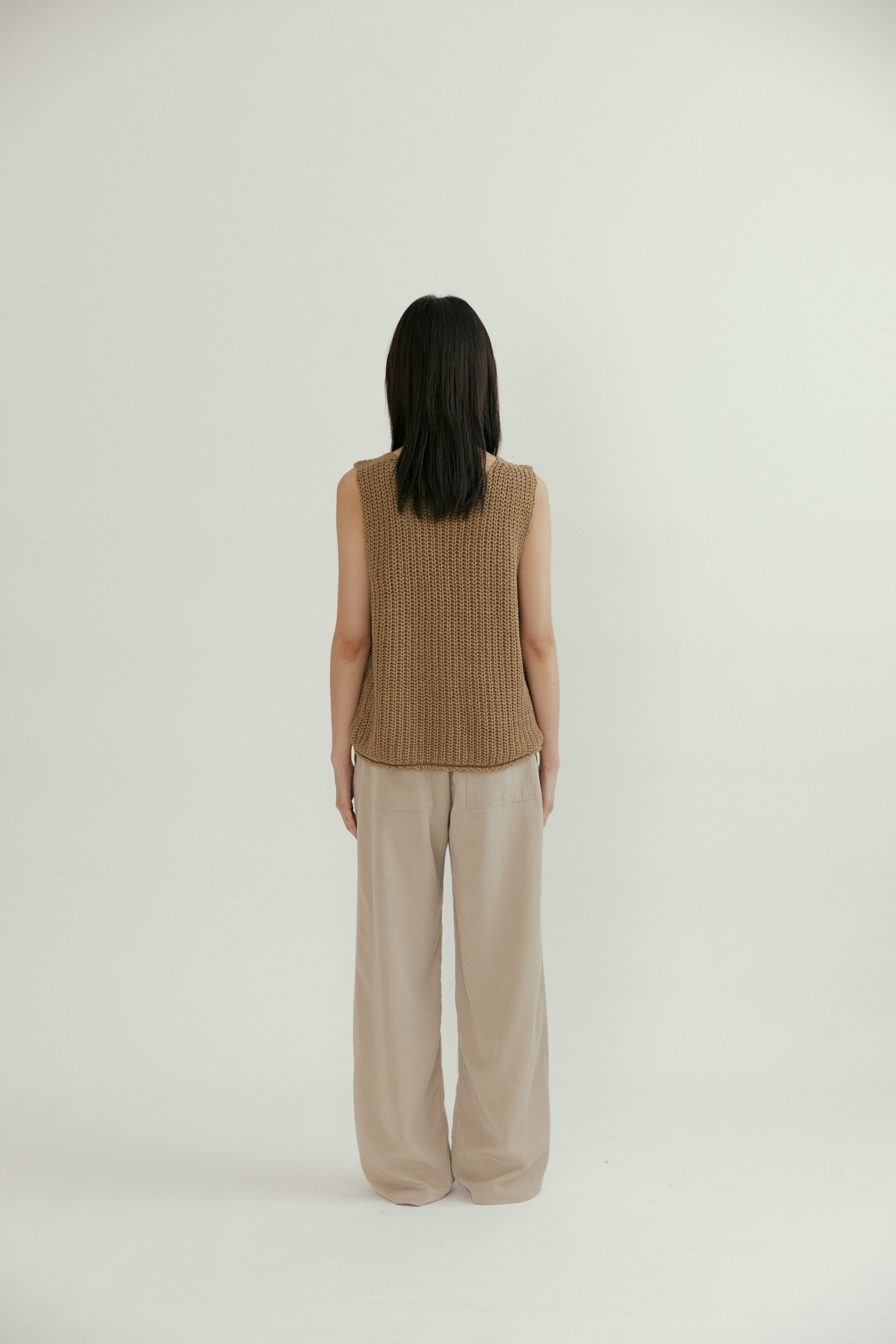 Hanji Blended Knit Vest In Mocha