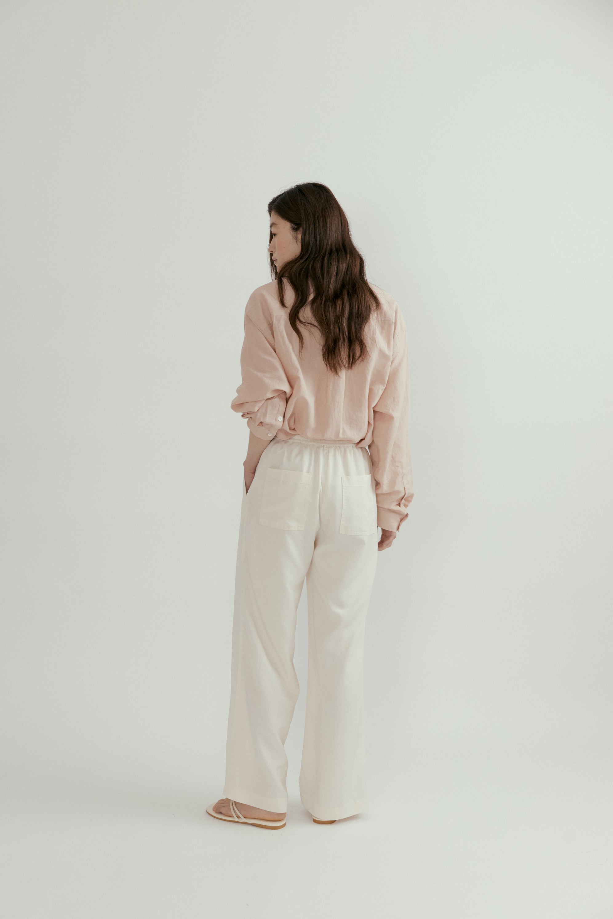 Tencel Blended Band Pants In Cream