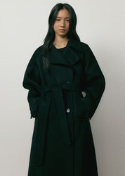 Handmade Cashmere Belted Coat In Black