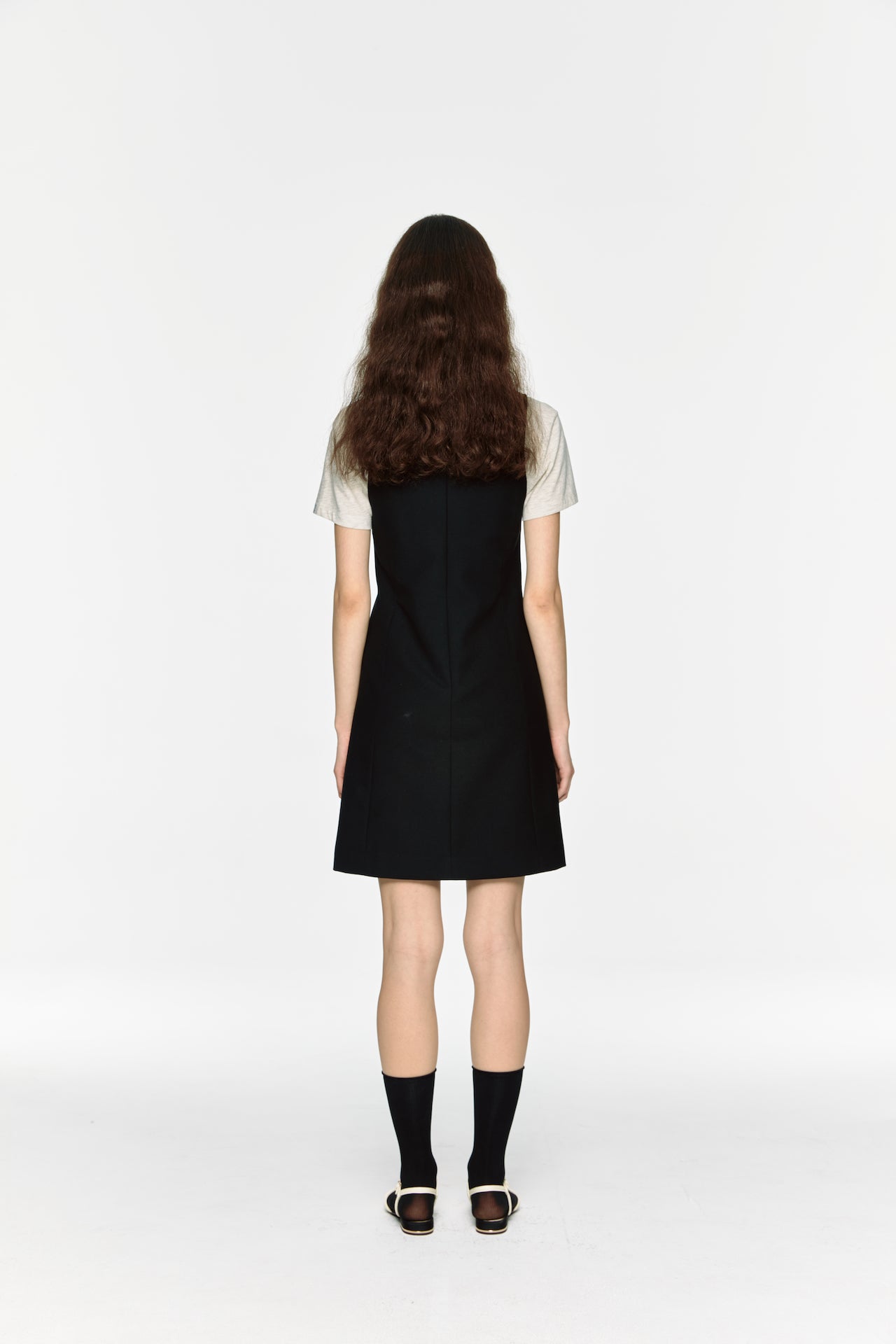 Dp Button Sleeveless Mini Dress In Black
