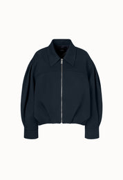 Twill Cropped Bomber Jacket In Navy