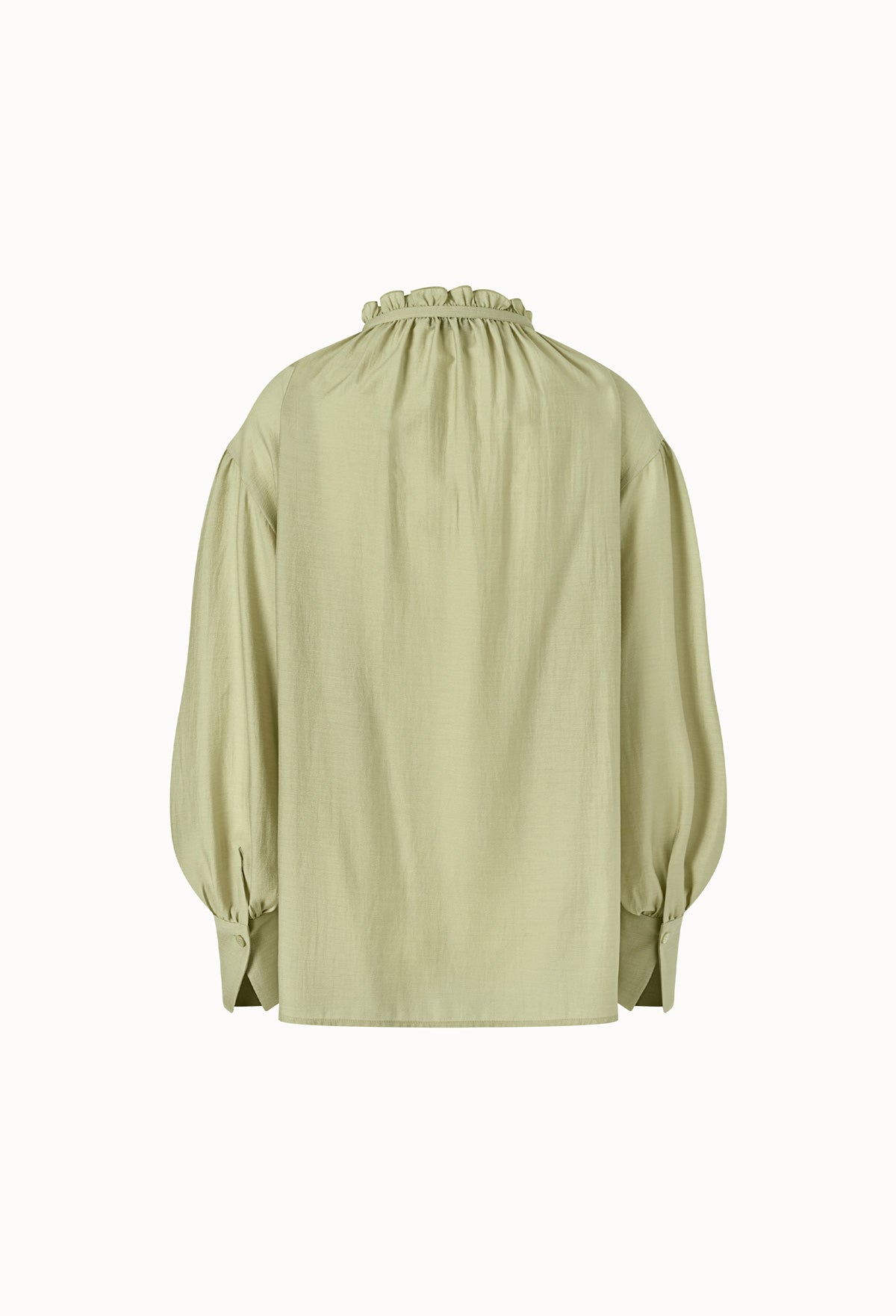 淺綠色褶邊領褶皺襯衫