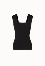 Square-neck Sleeveless Knitted Top In Black
