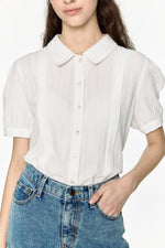 Lace Puff Blouse In White