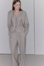 Lydia Collarless Suit Jacket In Beige