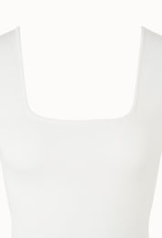 Square-neck Sleeveless Knitted Top In Ivory