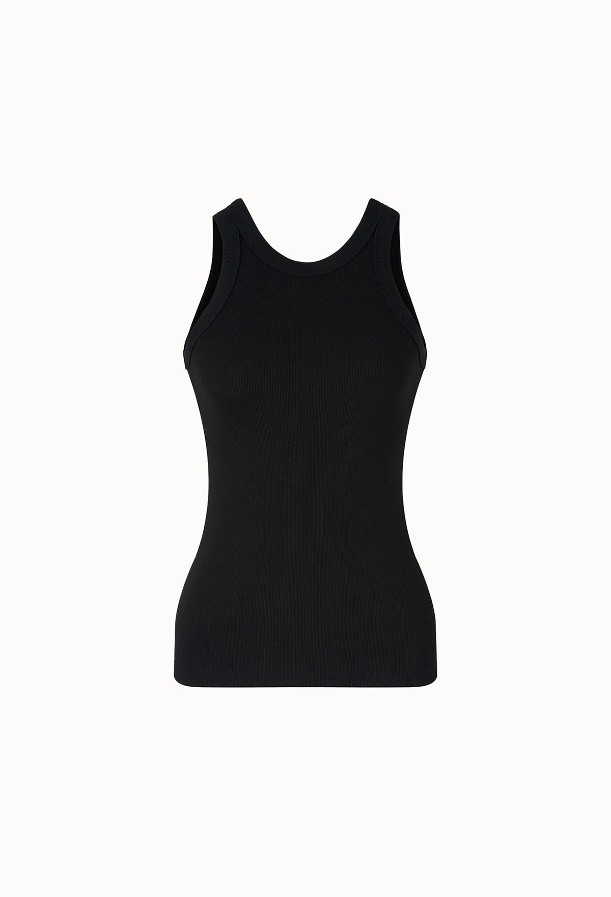 Curved Sleeveless Top In Black