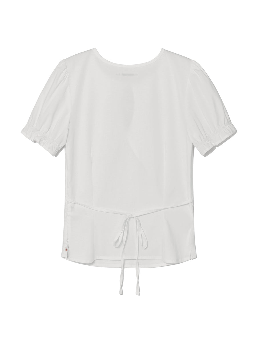 Lily Puff Blouse Top In White