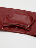 Faux Leather Pocket Belt Skirt In Red