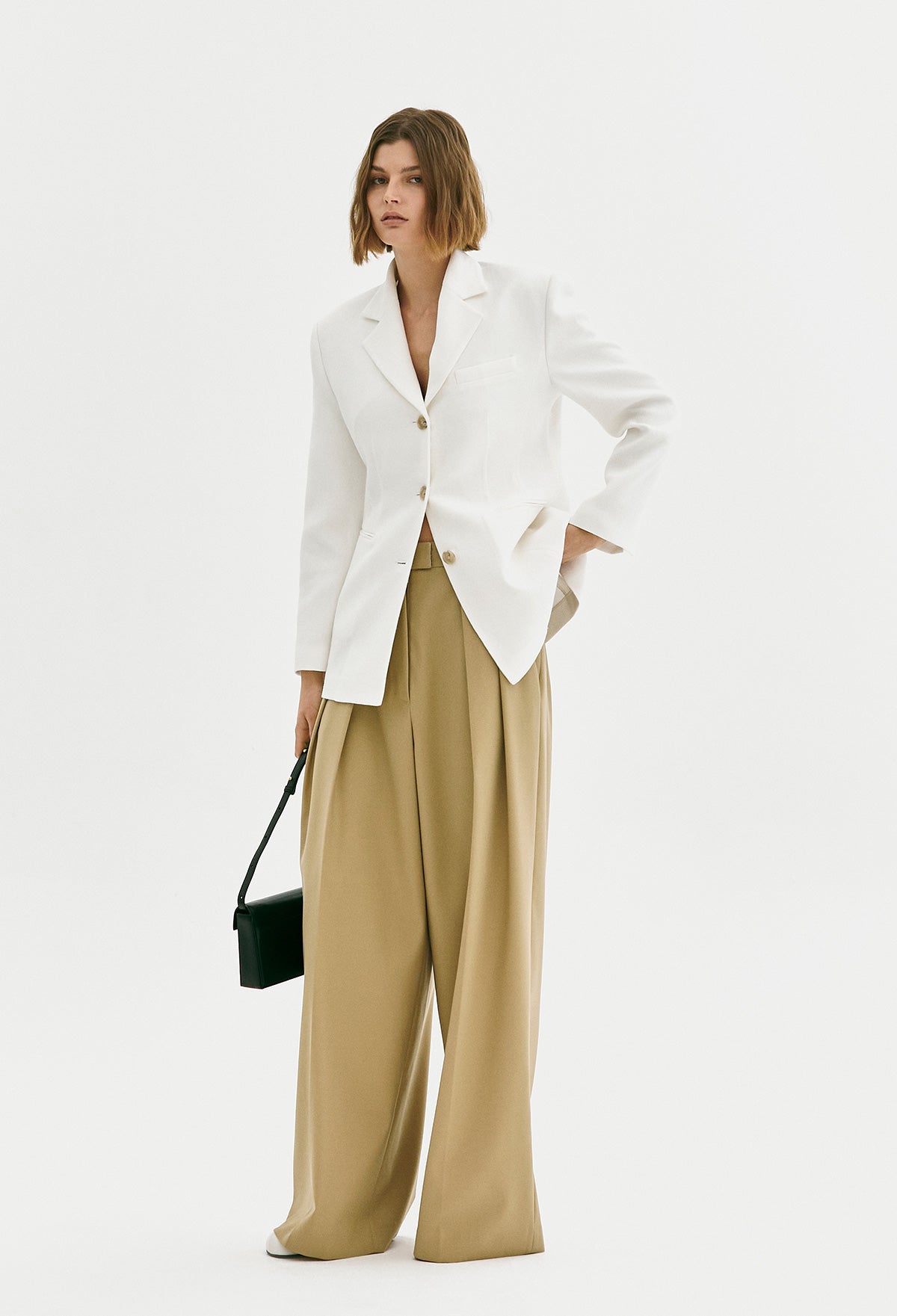 Pure Linen Tailored Jacket In Ivory